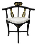 Asian style corner chair hand inlaid mother of pearl with removable silk cushion