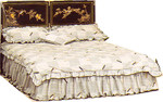 Queen Oriental headboard hand painted floral Art and brass accents at import direct pricing.