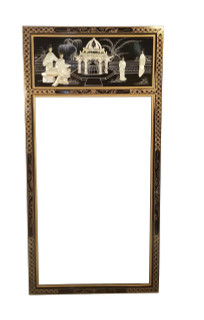 Oriental Mirror With Inlaid Pearl With Brass Hangars