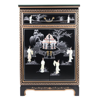 Pagoda Oriental Cabinet Inlaid With Mother Of Pearl