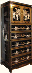 52   inch  H. Oriental lingerie cabinet with glass top, felt lined drawers, inlaid pearl at import direct