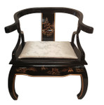 Shiny Black Chinese Ox Horn Back Arm Chair