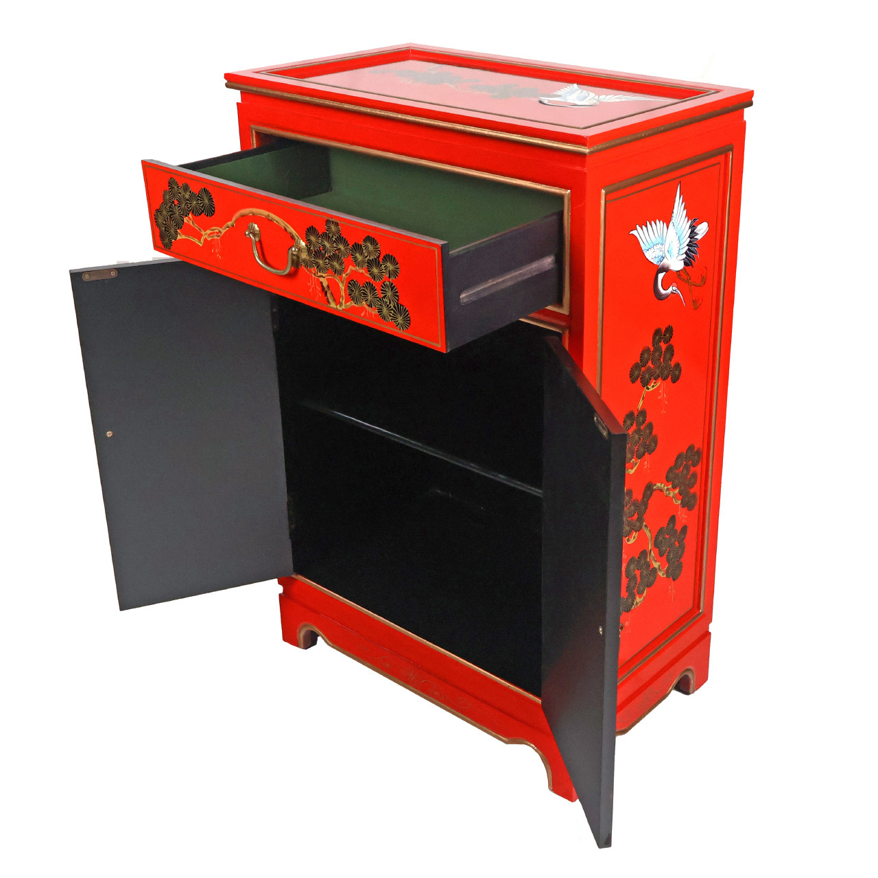 Oriental Furniture Warehouse Oriental Cabinet Hand Painted Red