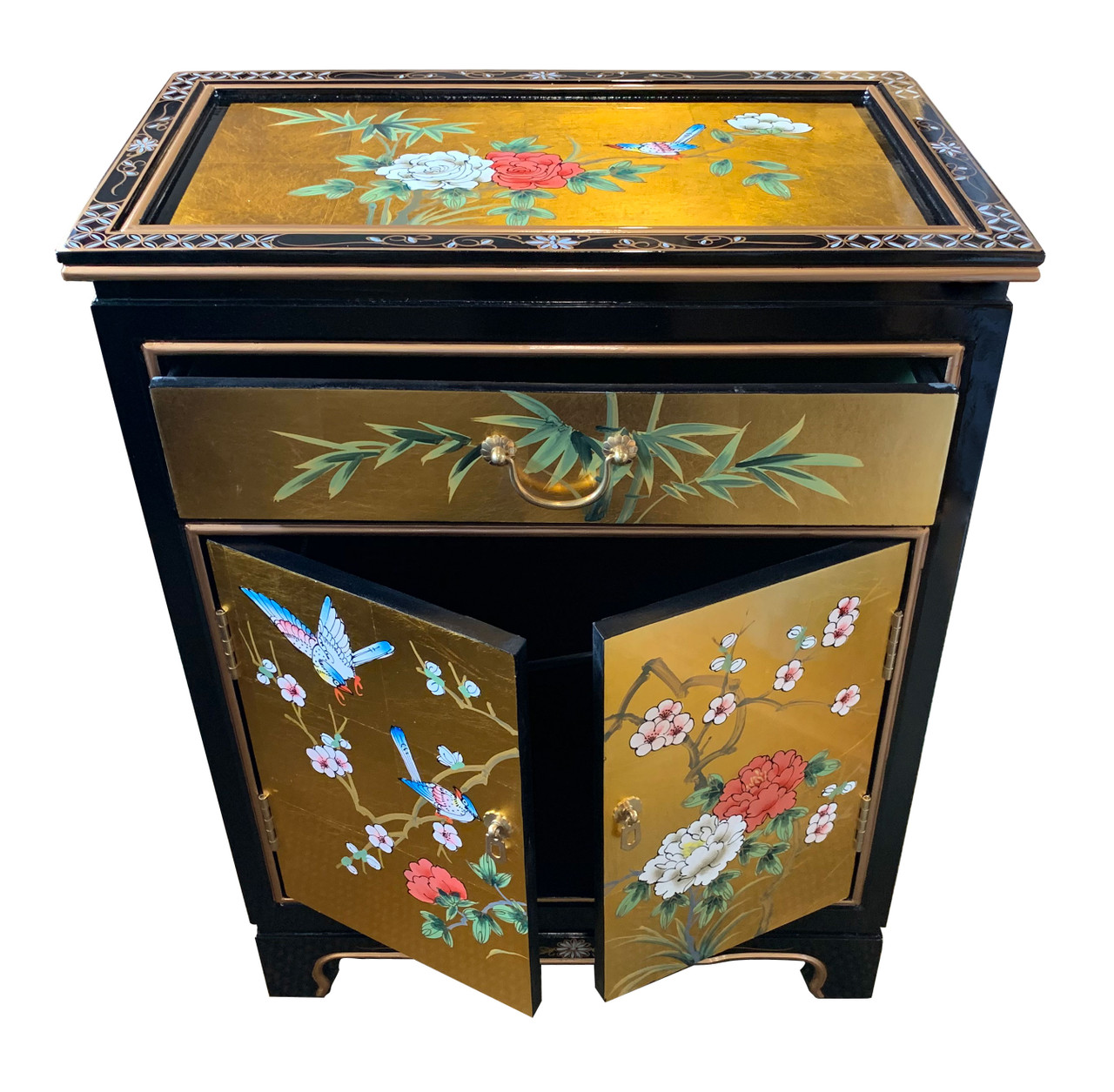 Oriental Furniture Warehouse Oriental Cabinet Gold Leaf Hand