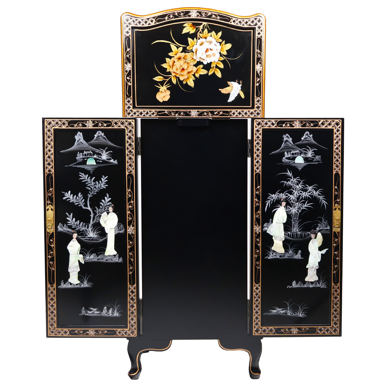 Oriental Furniture Warehouse Oriental Jewelry Armoire Black