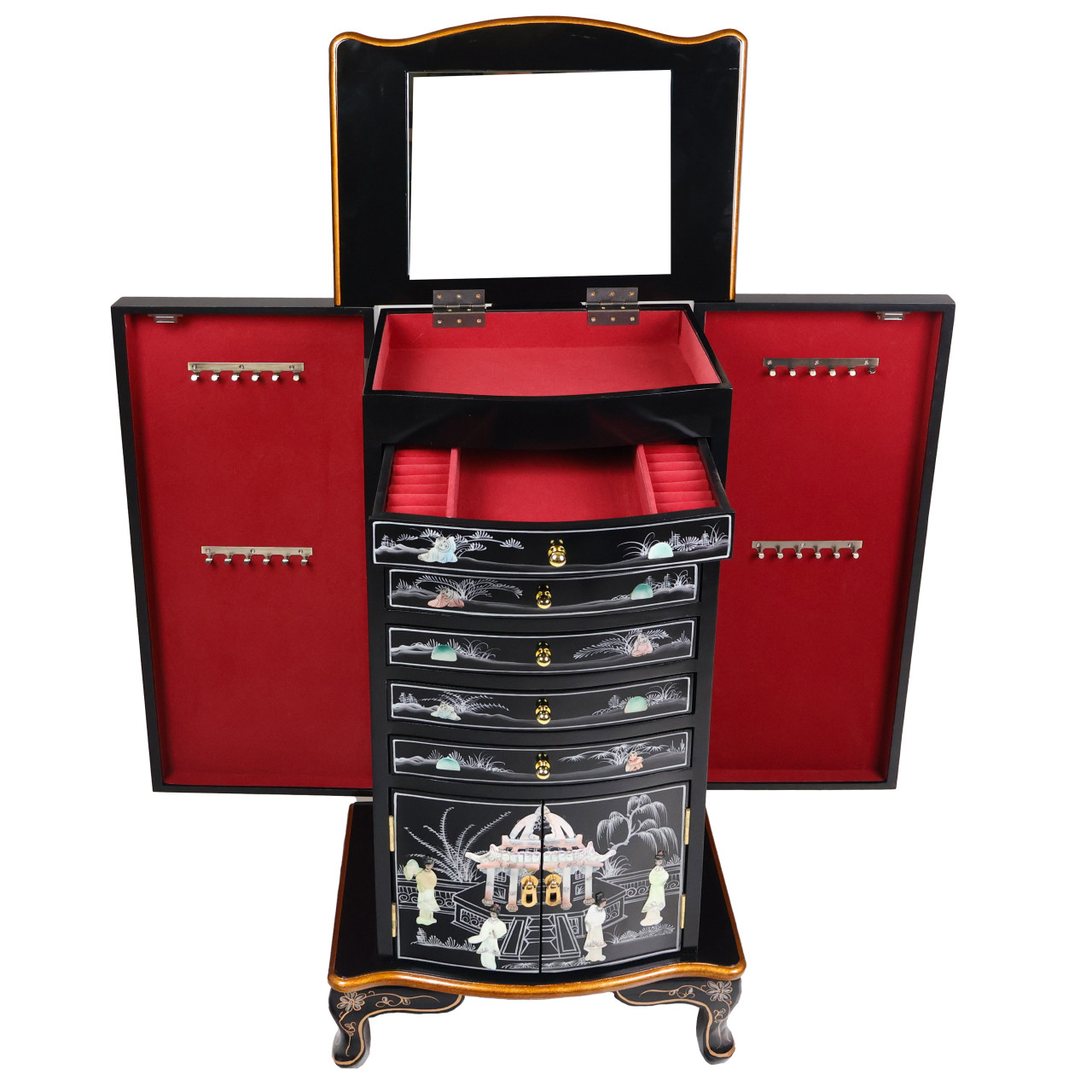 Oriental Furniture Warehouse Oriental Jewelry Armoire Black