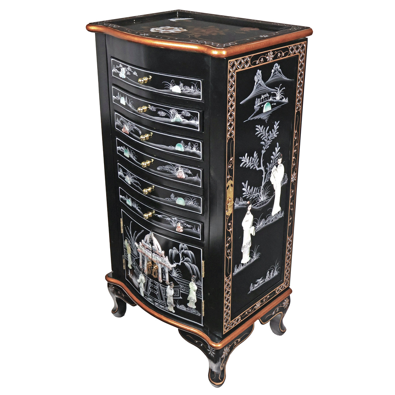 Oriental Furniture Warehouse Oriental Jewelry Armoire Black