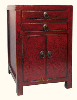 16 inch wide two door traditional Chinese lacquerware cabinet