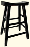 Solid Elmwood Tamu black lacquer bar stool with elegant Moon shape seat at import direct pricing.