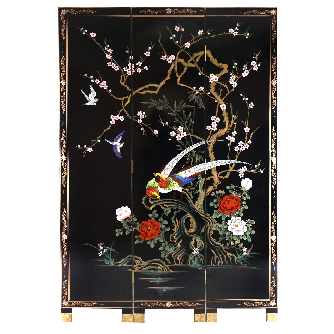 Oriental Furniture Warehouse Asian Floor Screen, 3 - Asian