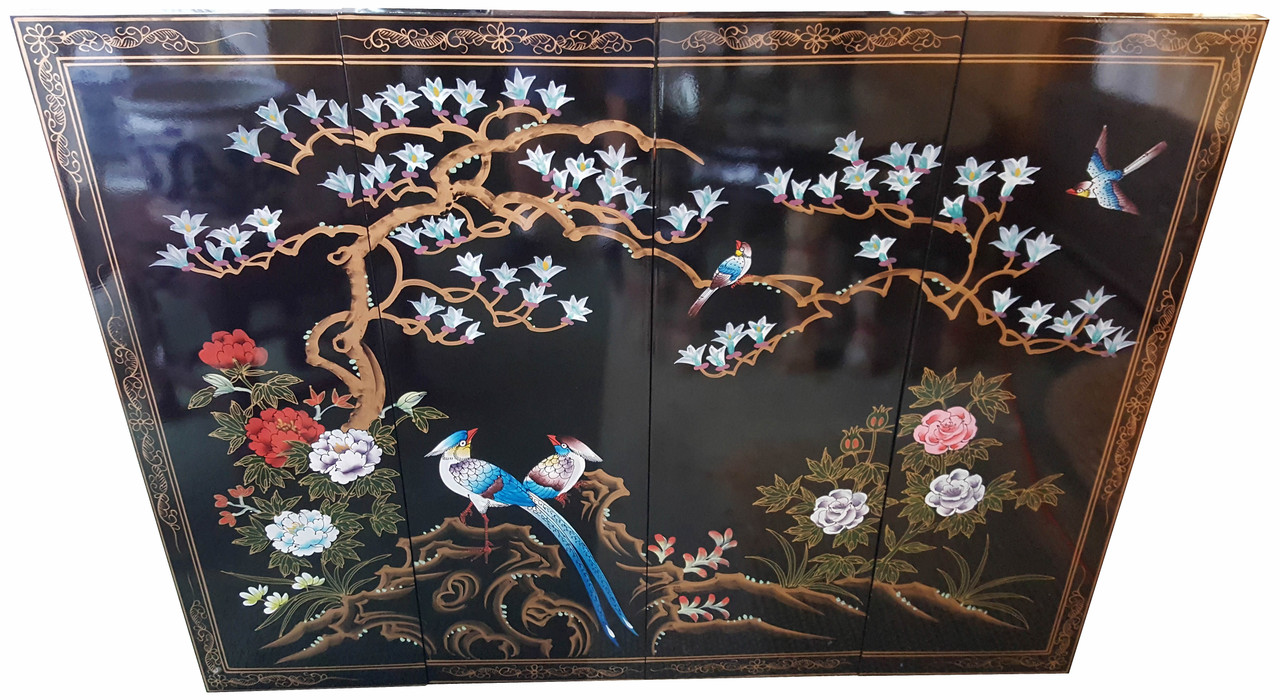 Japanese wall art sale - birds / flowers (7 panels)