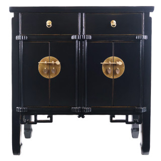 Oriental Hall Chest With Antique Matte Lacquer Finish in Black