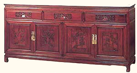 33?? high Elegant solid rosewood Oriental sideboard w bird & flower design