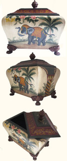 Chinese Ceramic Mongolian Elephant Box