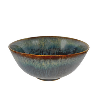 14" Black Drip Oriental Porcelain Table Bowl