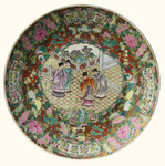 Hand painted rose medallion porcelain plate