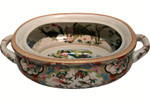 Rose medallion Chinese porcelain centerpiece with handles