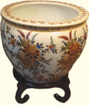 Peony design hand painted Chinese porcelain fishbowl
