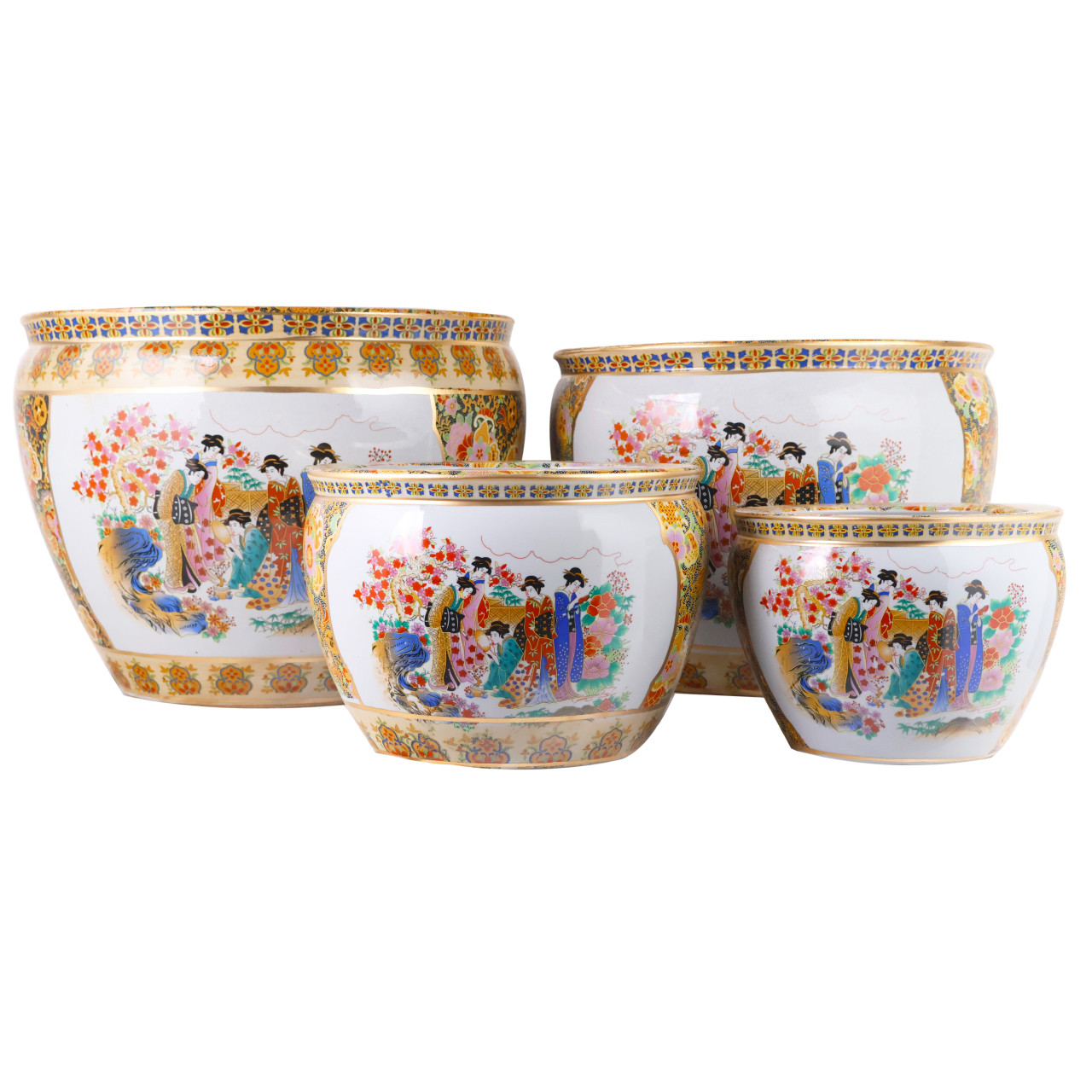 中国磁器金魚鉢Planters in Satsuma Geishas ( 12 