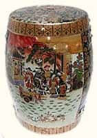 Oriental Porcelain Garden Stool with Satsuma Lady Design