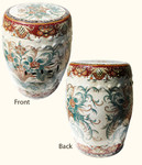 Hand painted Florentine design porcelain garden stool.