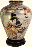 Hand painted Chinese 14 inch high porcelain onion-shaped jar in Geisha design.