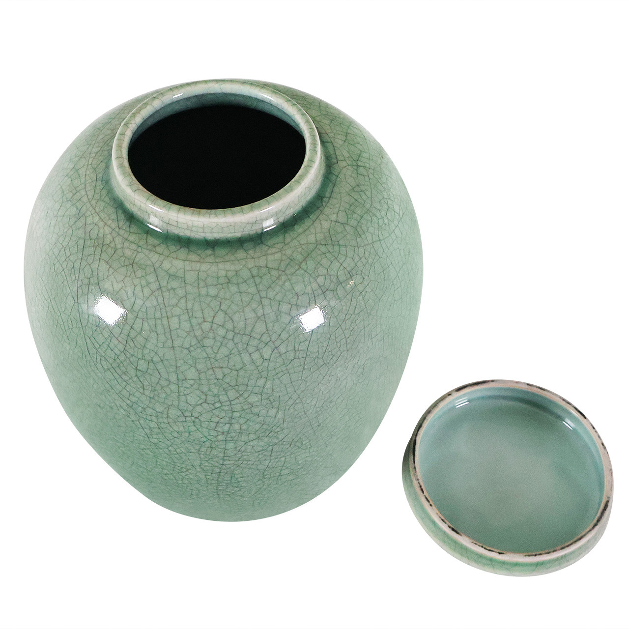 Oriental Furniture Warehouse Porcelain Canister in Chinese green