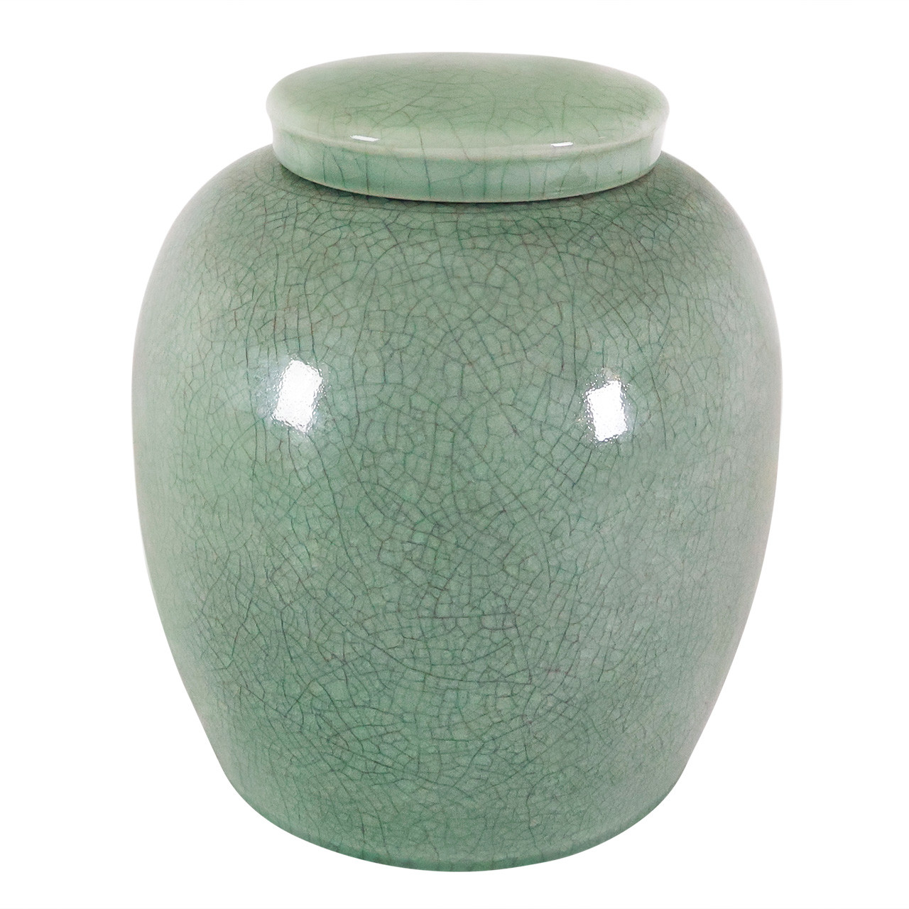 Oriental Furniture Warehouse Porcelain Canister in Chinese green