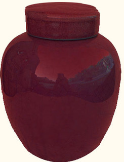 10 inch high  Chinese porcelain radish jar in oxblood red glaze. Import direct pricing!