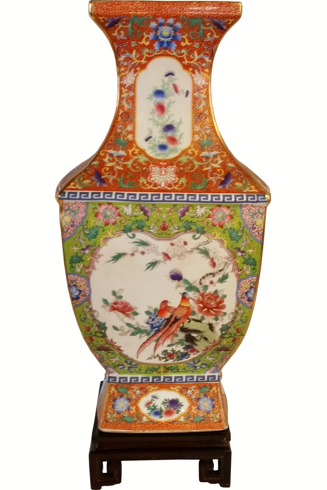 Chinese Porcelain Vase Peacock Design Hand Glazed Ceramic 18 5h Oriental Furnishings Furniture Decor