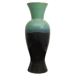 25"H. Elegant Vietnamese Porcelain Vase in 2-Color Glaze Drip