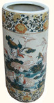 Our 18 inch  high Chinese porcelain umbrella stand is painted in a cranes & lily design.  Import direct pricing!