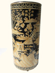 Hand painted 18 inch high Chinese porcelain umbrella stand in landscape design