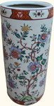 18 inch high  Chinese porcelain umbrella stand with hand painted chrysanthemum flower design