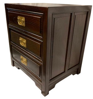 Solid Rosewood Finish Chinese Ming Style End Table With Three Drawers