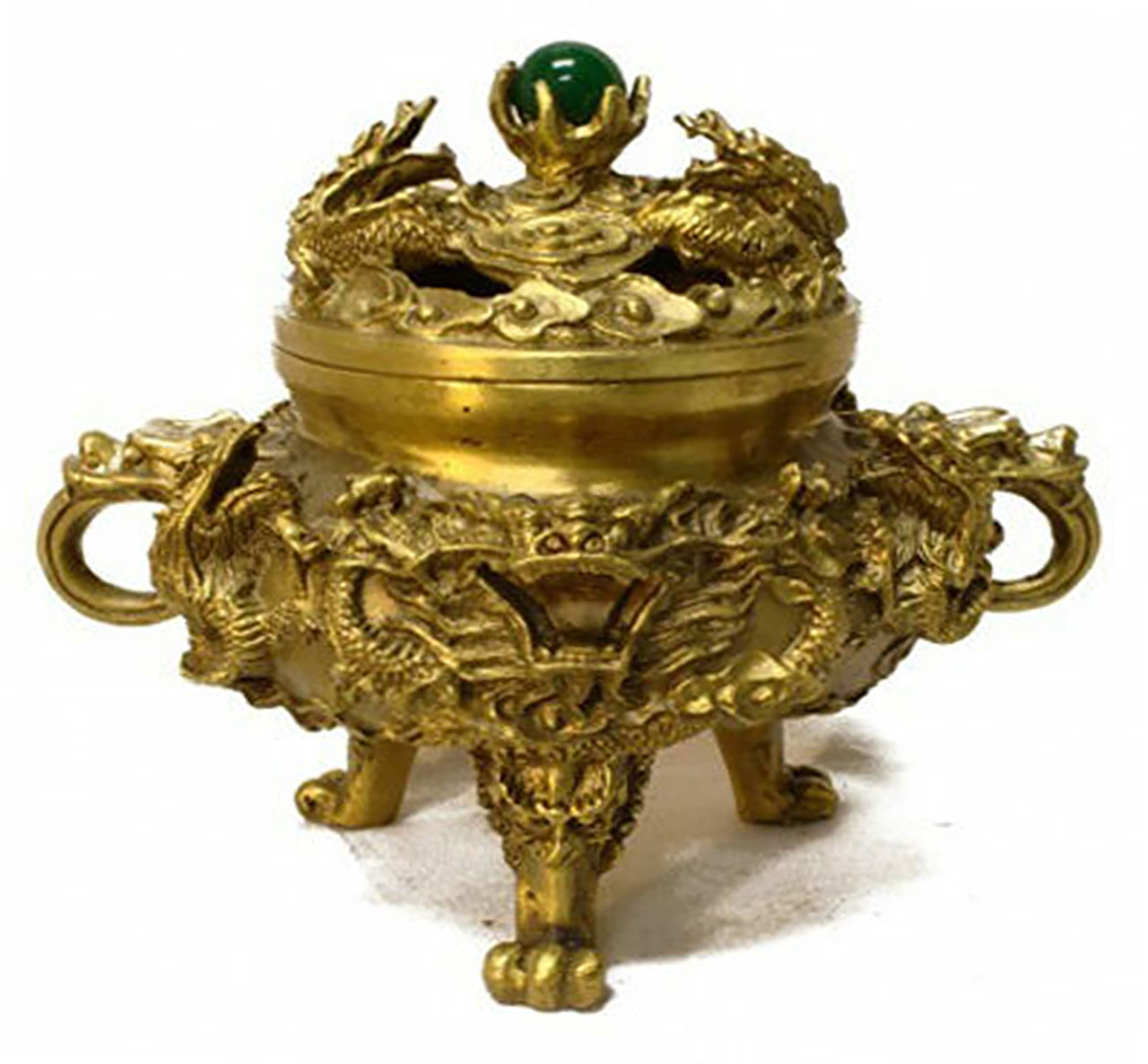 Large Antique Bronze Oriental Incense outlet Burner with Dragon Design