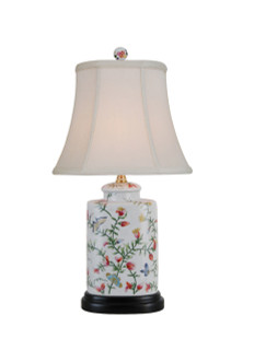 22"H. Oval Chinese Porcelain Table Lamp with Floral Design