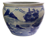 Chinese porcelain blue and white fishbowl