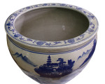 Chinese porcelain blue and white fishbowl