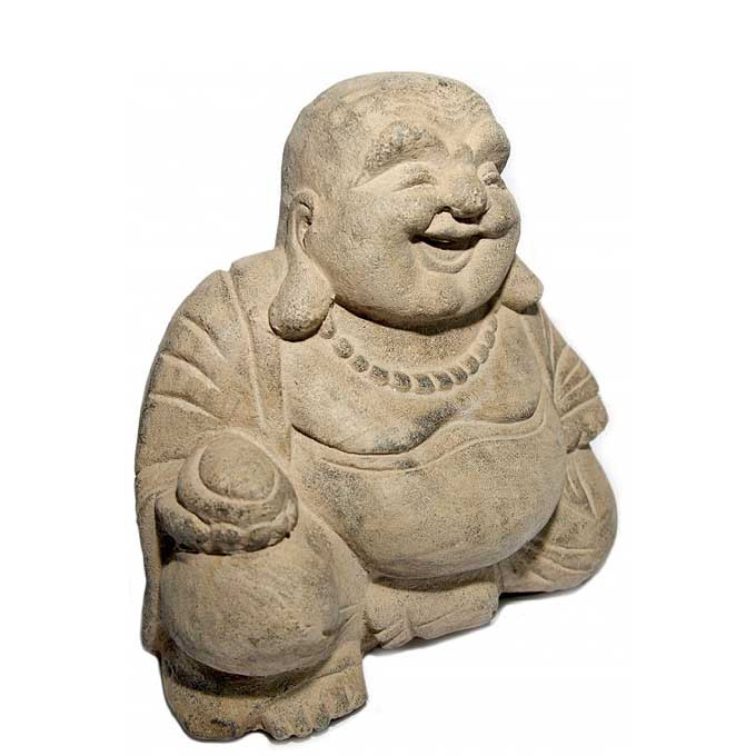 Stone Garden Statue of Lucky Buddha - Oriental Furnishings: Furniture
