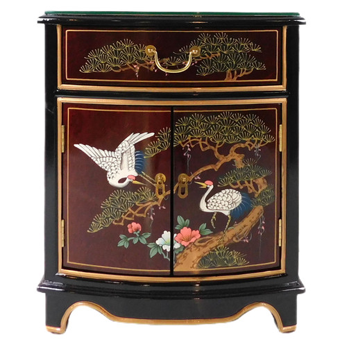 Oriental End Table In Solid Mahogany With Black And Red Lacquer 20   41 Cr Fr Rd Blk B 1  97407.1677276519.500.500 