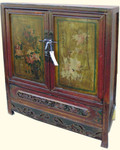 34 inch wide floral painted two door chest
