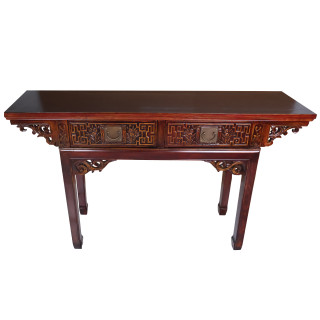 66"W Chinese Antique Reproduction Two Drawer Table