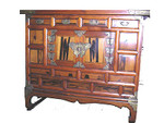 37 by 16 by 32 " tall Korean Antique Headside 2 door persimmon wood chest