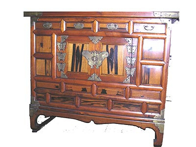 Antique Korean Chest Made Of Persimmon Wood And Elmwood Collectable 37 by 16 by 32