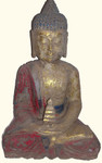 Marble Painted sitting Buddha with temple