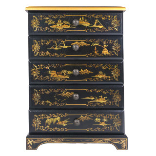 Five Drawer Oriental lacquerware Cabinet