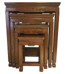 Rosewood set of 4 carved nest of table