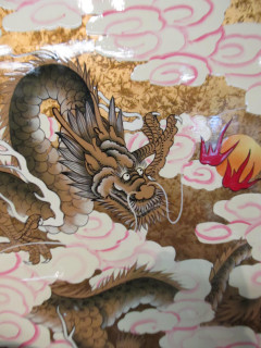 Hand Painted Goldleaf Dragon Wall Panel