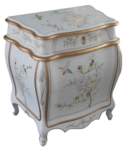 Oriental Bombe End Table in White Lacquer